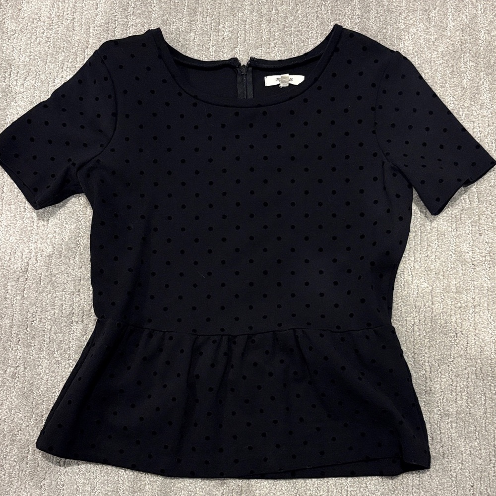 Madewell polka dot peplum top
